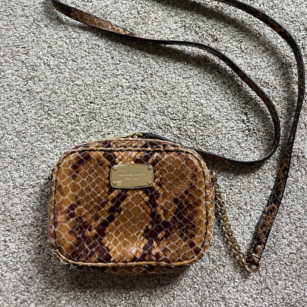 Michael Kors Brown Python Print Crossbody Bag